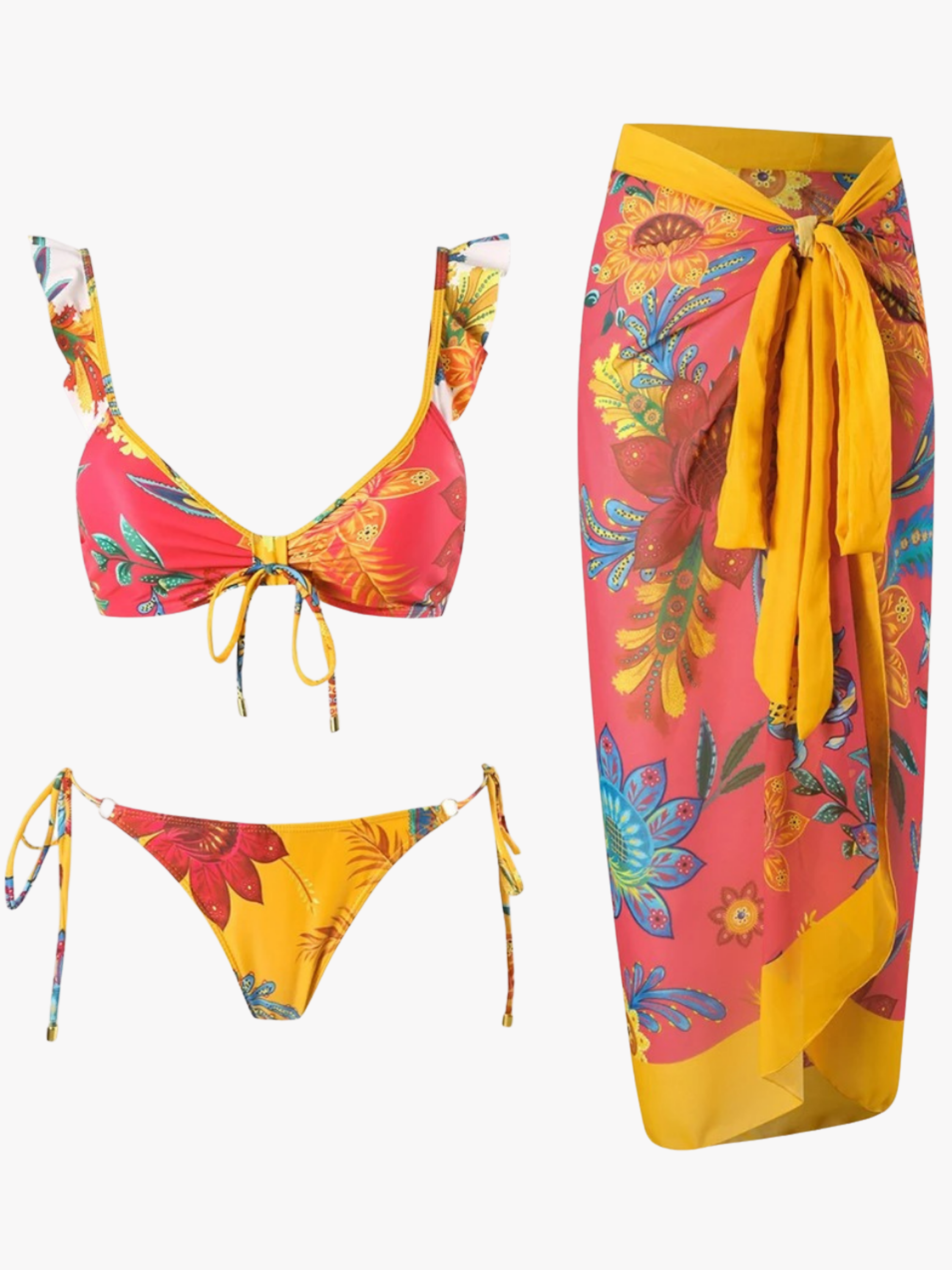 Kontrast Çiçekli Bikini Seti