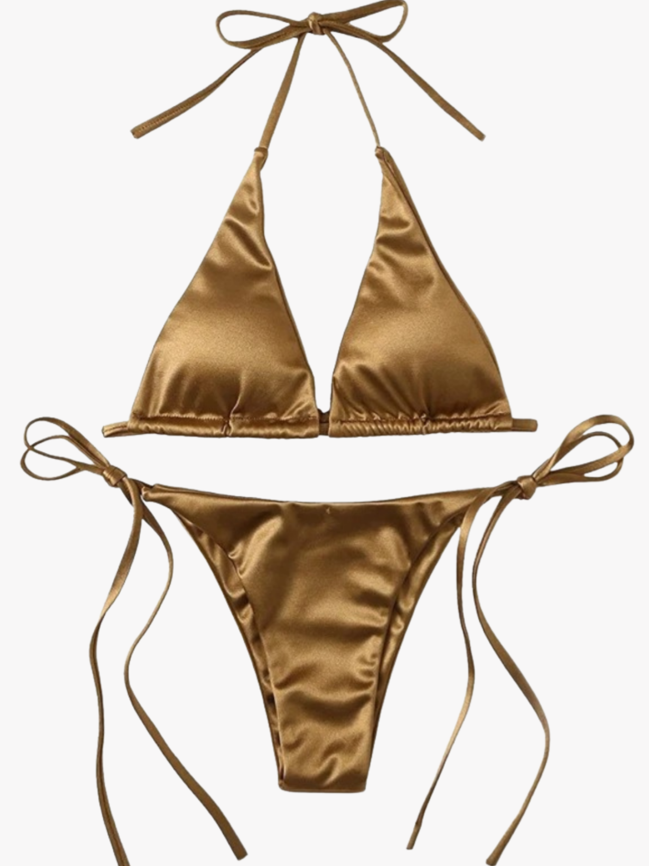 Kahverengi Parlak Bikini Takımı