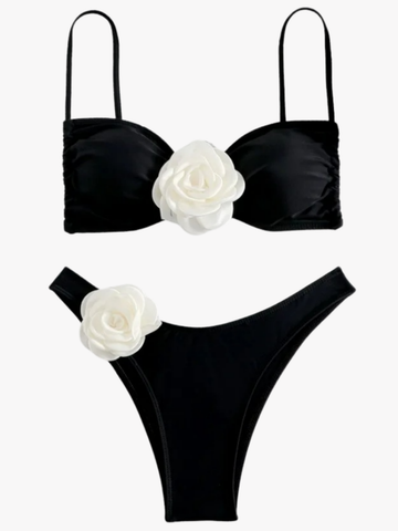 Siyah Güllü Bikini Takımı